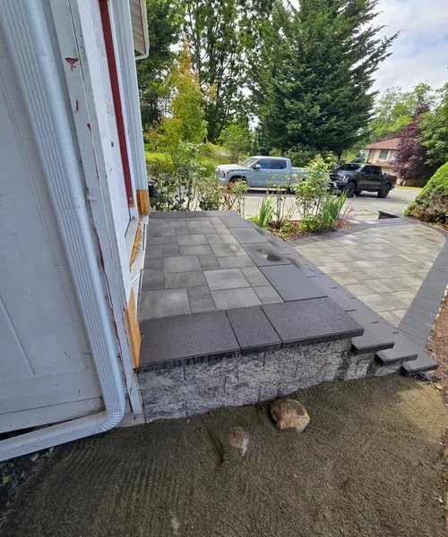 Paver Staircase Project with Retaining Wall Blocks in Edmonds 